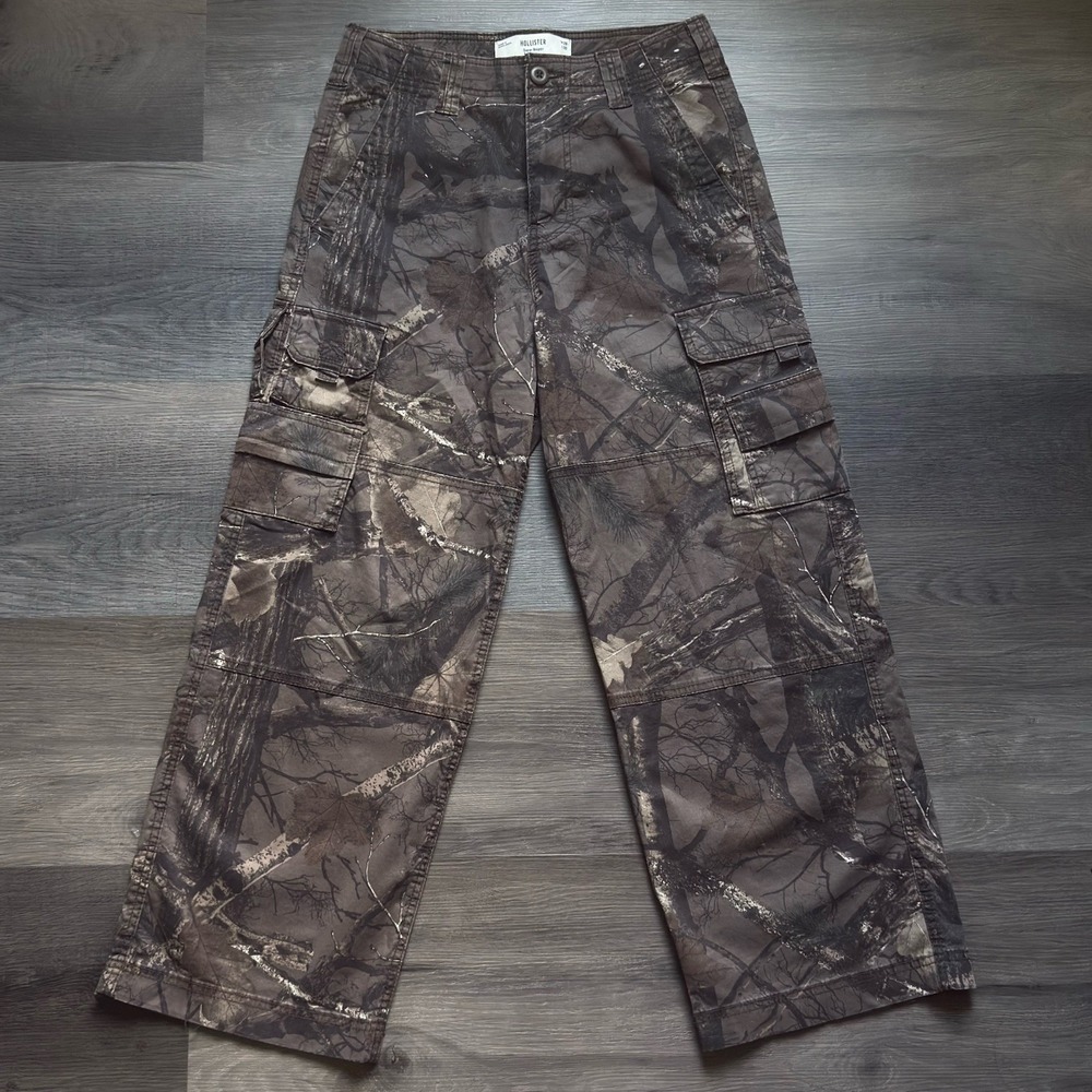 Hollister Super Baggy Cargo Pants Mens 28x30 Camo Streetwear Grunge
